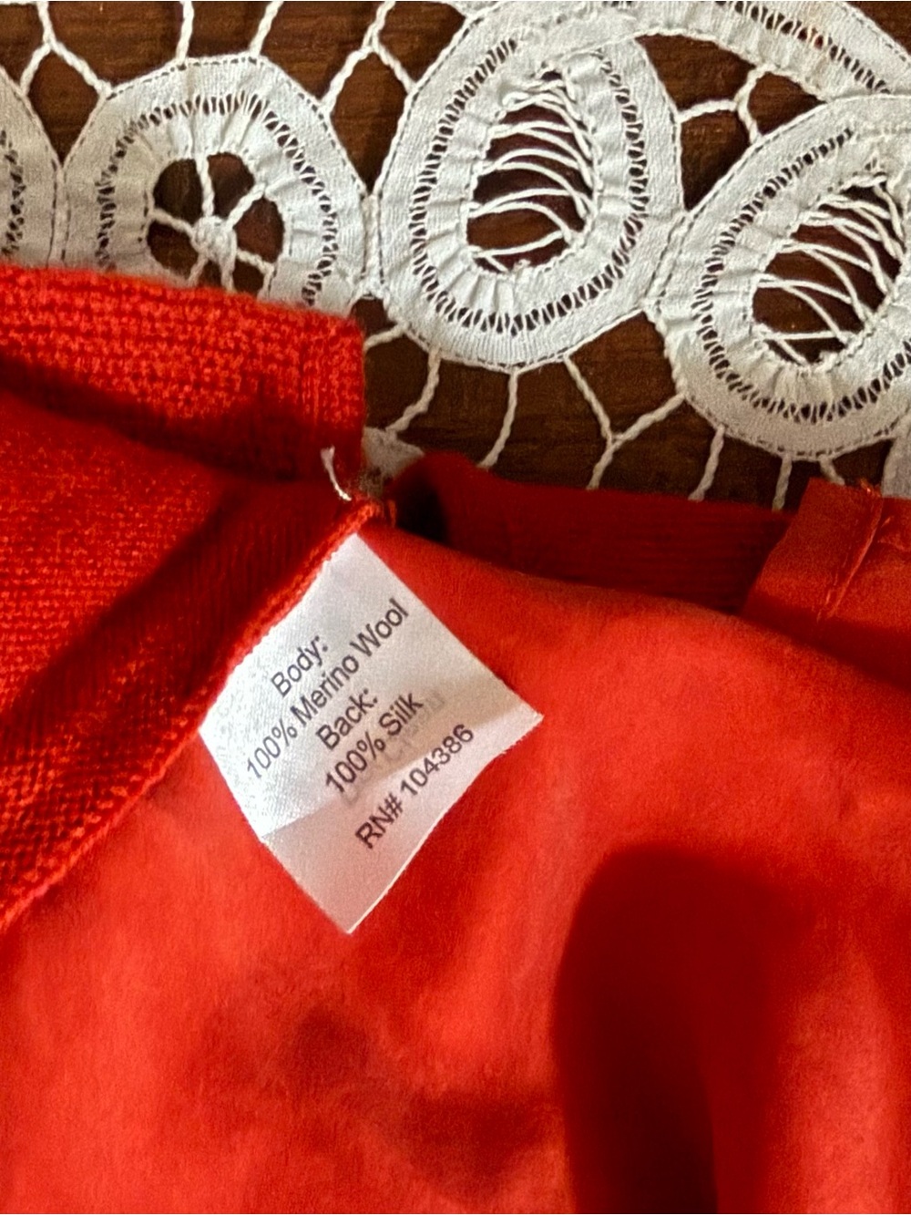 NWOT Garnet Hill Merino Wool Silk Sweater S Holly Berry Red V Neck Mixed Media - Picture 9 of 10